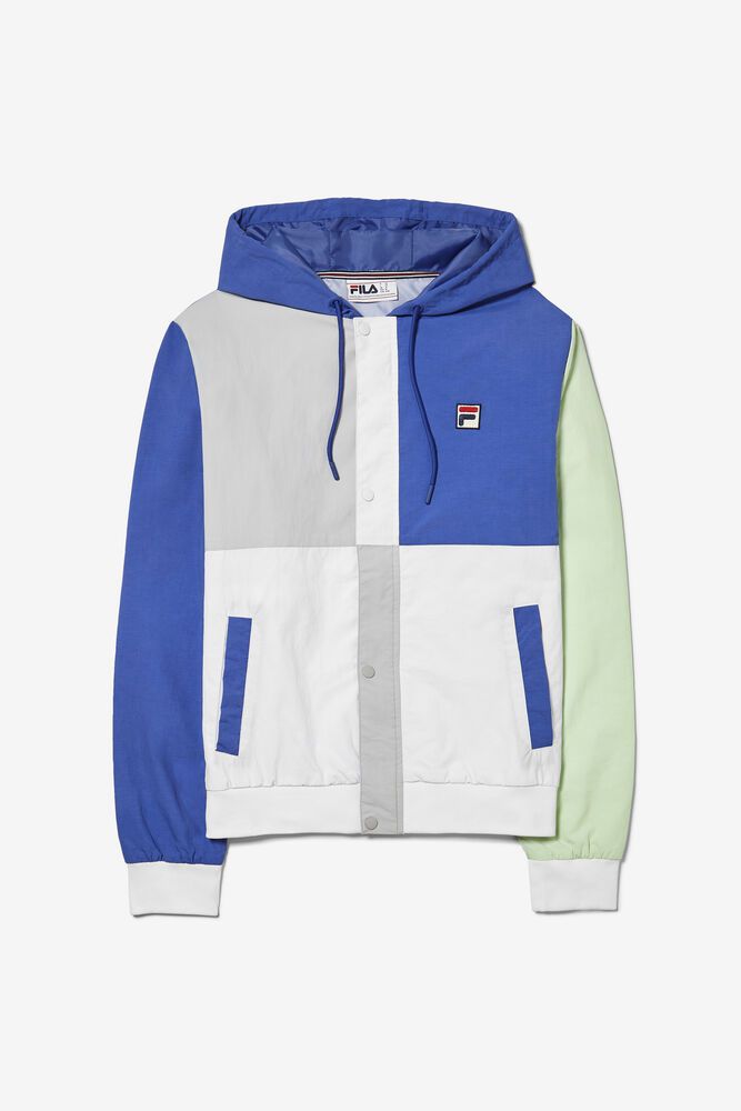 Fila Jacket Mens Blue/White/Grey Bem Color Blocked Light Weight - Ireland 47639-YPOX